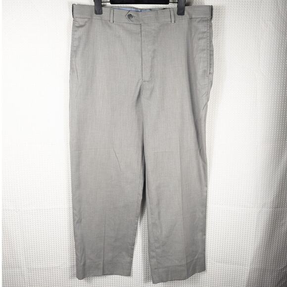 Roundtree & Yorke Easy Care Dress Pants 38x30 Light Gray Flat Front Polyester - Picture 1 of 4